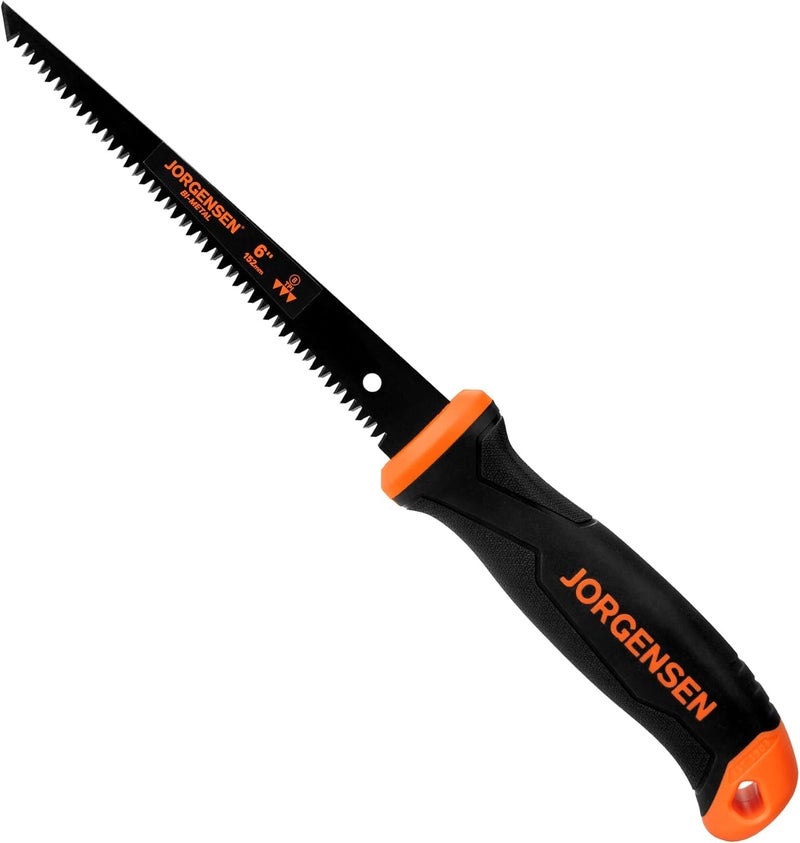 Jorgensen Drywall Saw, 6-inch Jab & Keyhole Saw with Ergonomic Handle,Triple Ground Teeth, Faster Cutting Drywall Cutting Tool with 8-TPI Bi-metal Blade - Image 1